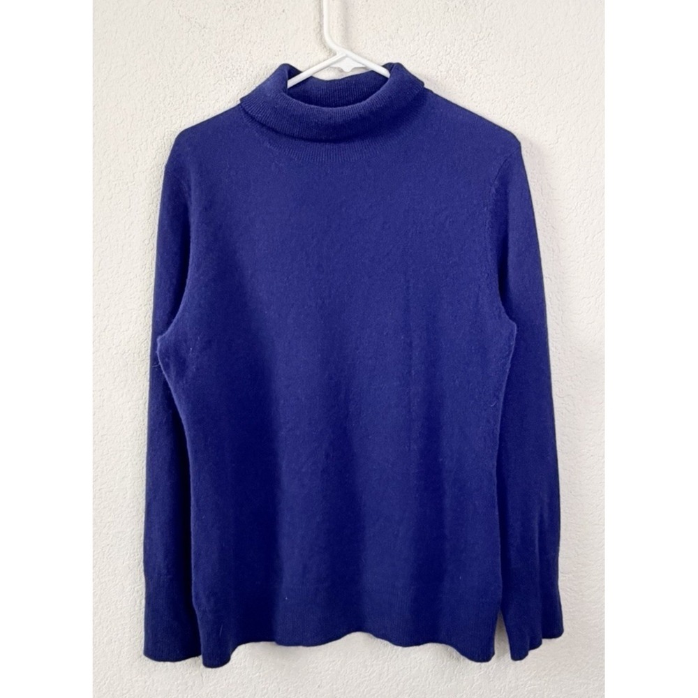 Alex Marie 100% Cashmere Turtleneck Pullover Sweater L Royal Blue Quiet Luxury